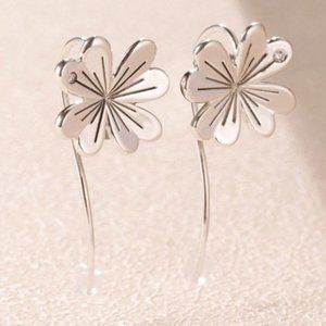 PANDORA STERLING SILVER FOUR LEAF CLOVER EARRINGS
